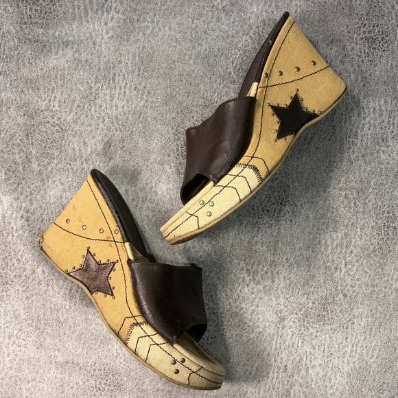 Vintage Star Embroidered Platform Sandals